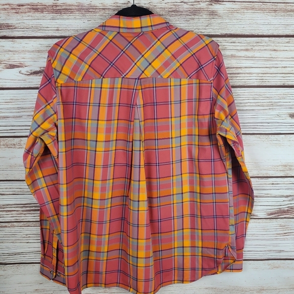 Alaskan Hardgear by Duluth Womens Large Orange/Pink Plaid Button Down Shirt - Picture 6 of 8